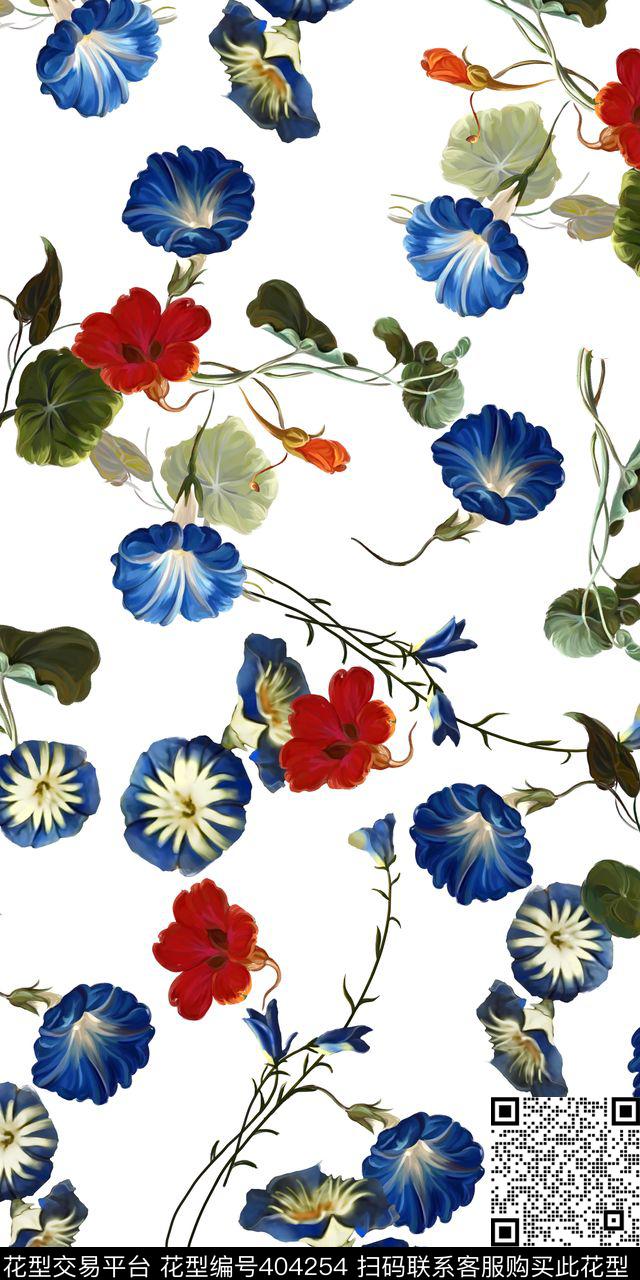 大气素雅花草四分色（或加专色）数码印花华亿平台下载（图片编号: 404254） - 瓦栏（Walan）