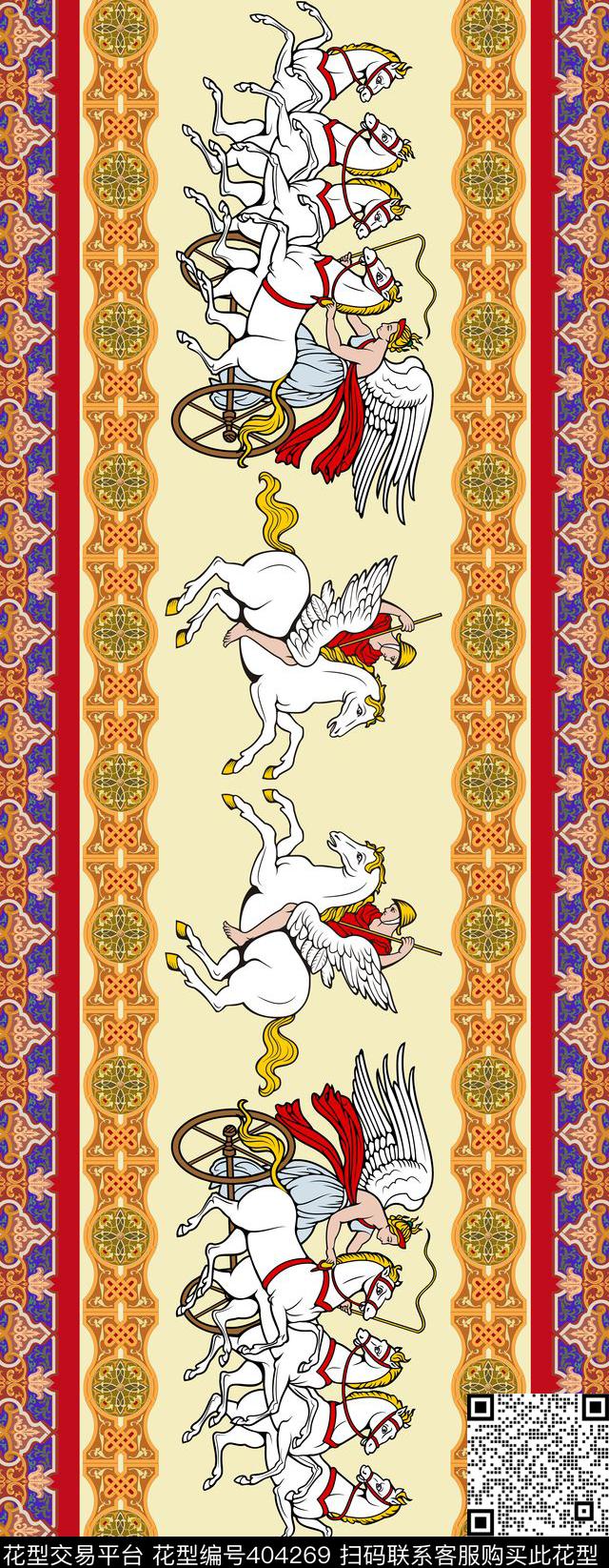 马车欧式宫廷风希腊神话传统印花华亿平台下载（图片编号: 404269） - 瓦栏（Walan）