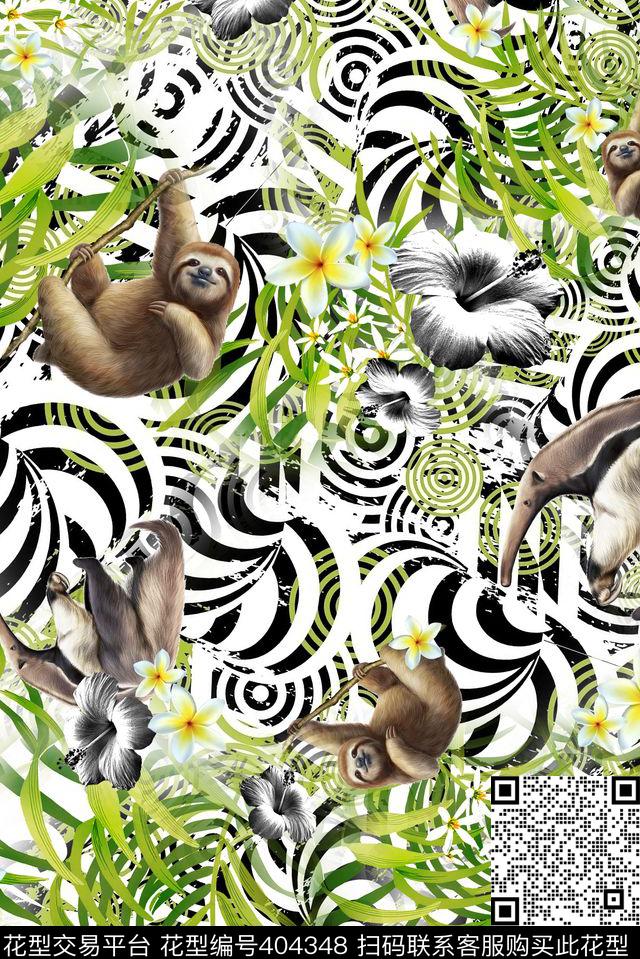 动物热带鸡蛋花数码印花华亿平台下载（图片编号: 404348） - 瓦栏（Walan）