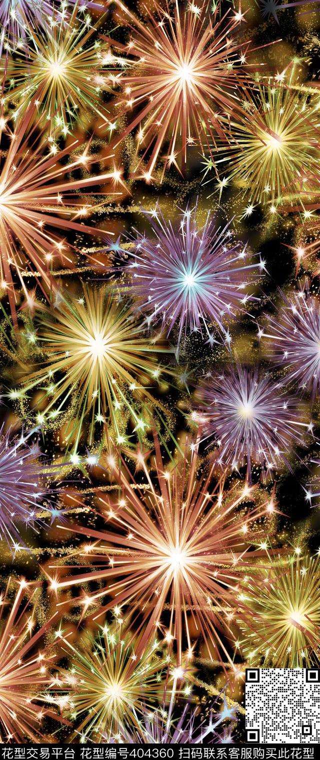 璀璨星空烟花欧美大气时装数码印花华亿平台下载（图片编号: 404360） - 瓦栏（Walan）