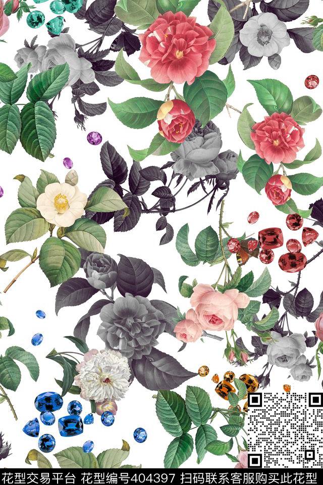 欧式花卉珠宝数码印花华亿平台下载（图片编号: 404397） - 瓦栏（Walan）