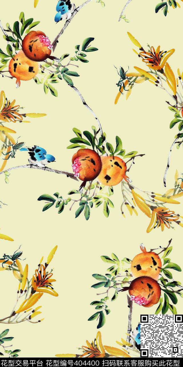 手绘小清新纯底花卉数码印花华亿平台下载（图片编号: 404400） - 瓦栏（Walan）