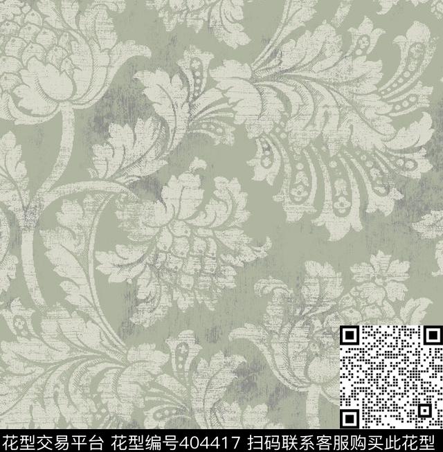 美式花卉传统印花华亿平台下载（图片编号: 404417） - 瓦栏（Walan）