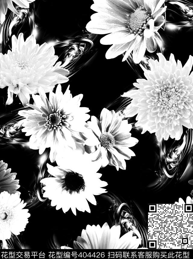 花抽象欧美数码印花华亿平台下载（图片编号: 404426） - 瓦栏（Walan）