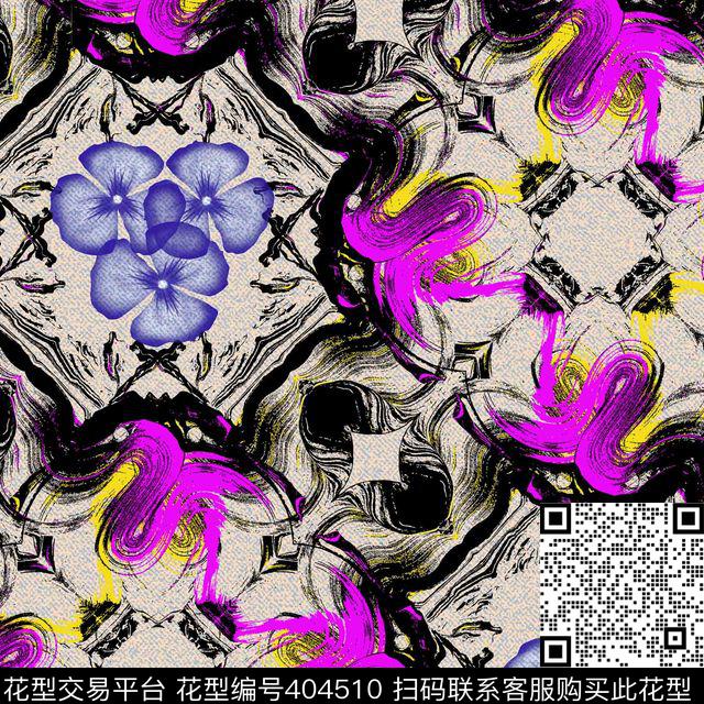 抽象花纹抽象线条流行时尚传统印花华亿平台下载（图片编号: 404510） - 瓦栏（Walan）