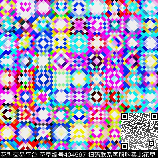 春夏方格方块传统印花华亿平台下载（图片编号: 404567） - 瓦栏（Walan）