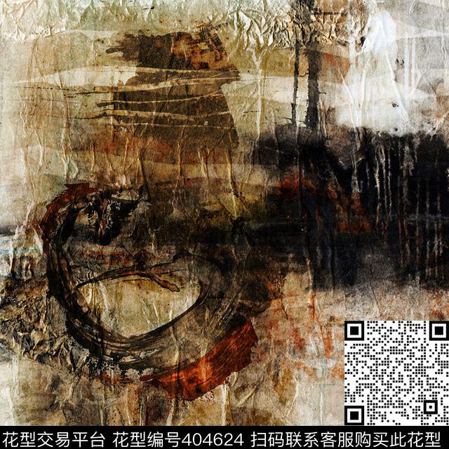方巾抽象笔触数码印花华亿平台下载（图片编号: 404624） - 瓦栏（Walan）