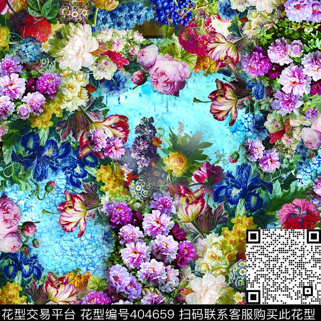 欧式油画花卉数码印花华亿平台下载（图片编号: 404659） - 瓦栏（Walan）