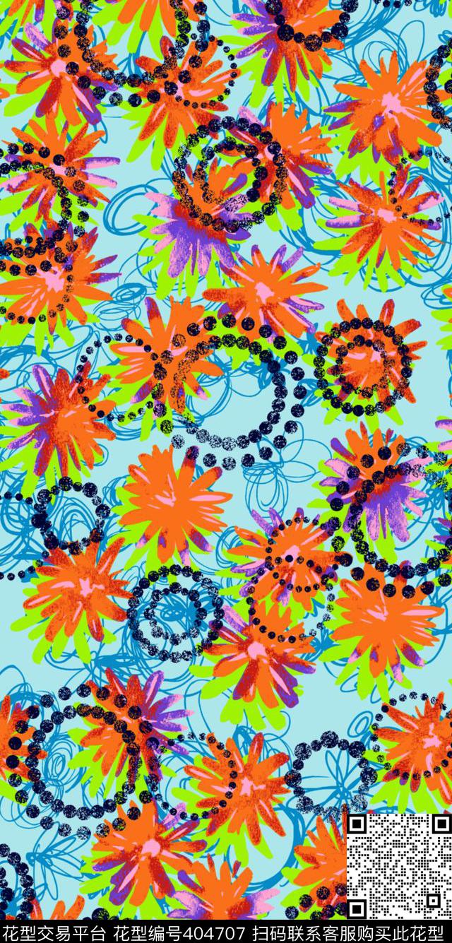 山水画涂鸦拼合花卉传统印花华亿平台下载（图片编号: 404707） - 瓦栏（Walan）