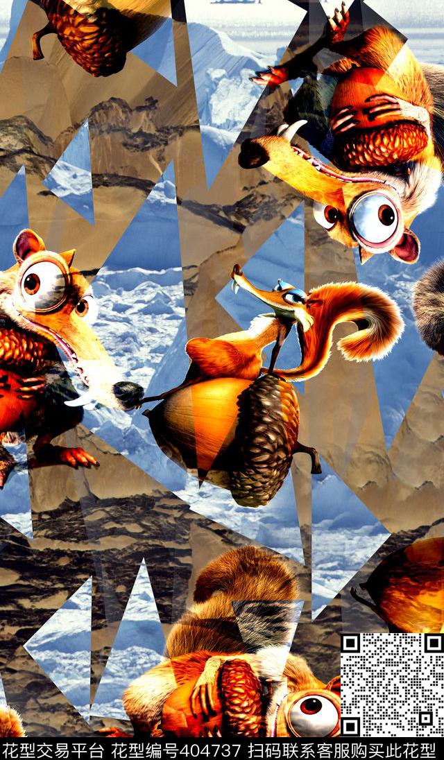 不规则几何冰山动物数码印花华亿平台下载（图片编号: 404737） - 瓦栏（Walan）