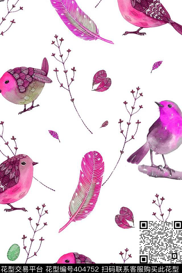 手绘水彩鸟传统印花华亿平台下载（图片编号: 404752） - 瓦栏（Walan）
