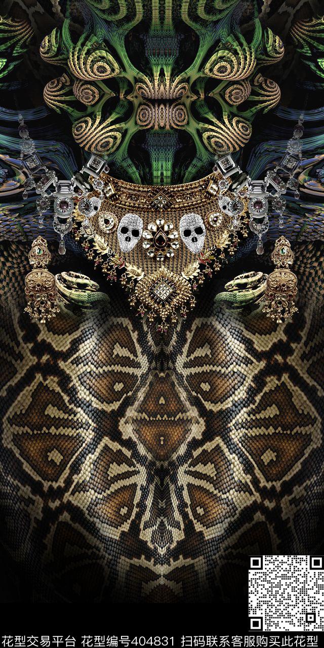 黑暗蟒纹宝石珠宝数码印花华亿平台下载（图片编号: 404831） - 瓦栏（Walan）