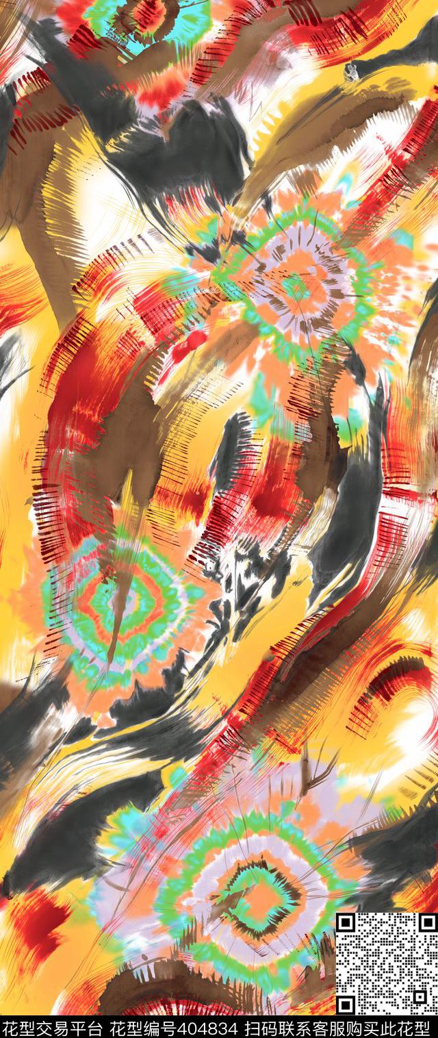 时装手绘欧美大气时装数码印花华亿平台下载（图片编号: 404834） - 瓦栏（Walan）