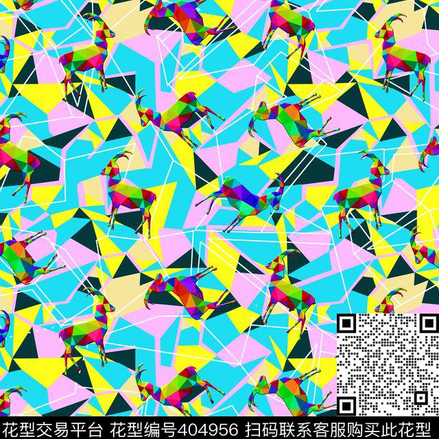 几何如意羊数码印花华亿平台下载（图片编号: 404956） - 瓦栏（Walan）