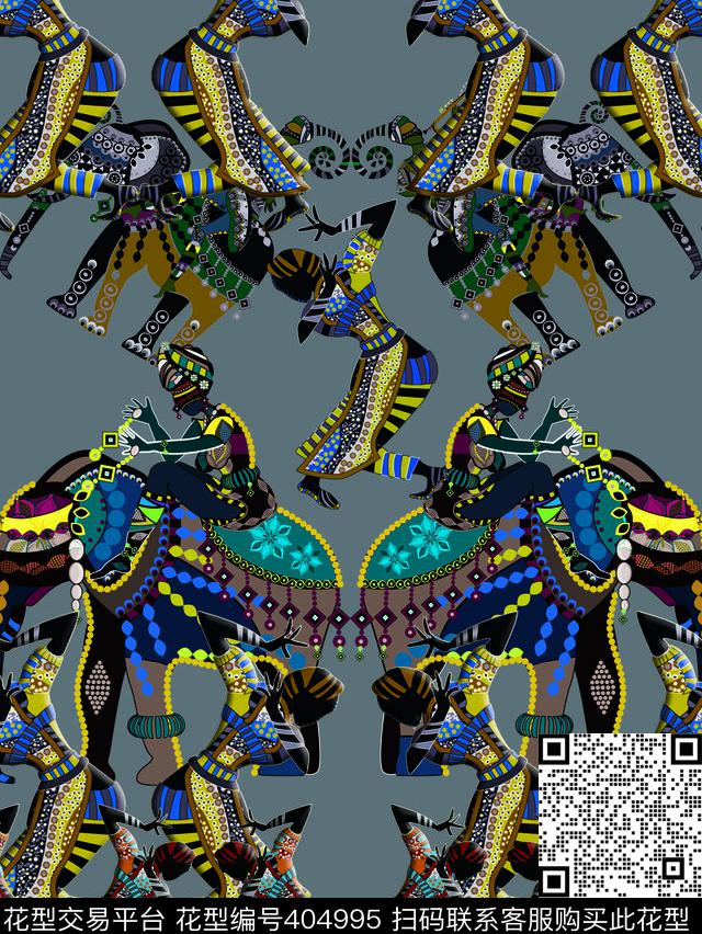 几何人物民族风传统印花华亿平台下载（图片编号: 404995） - 瓦栏（Walan）