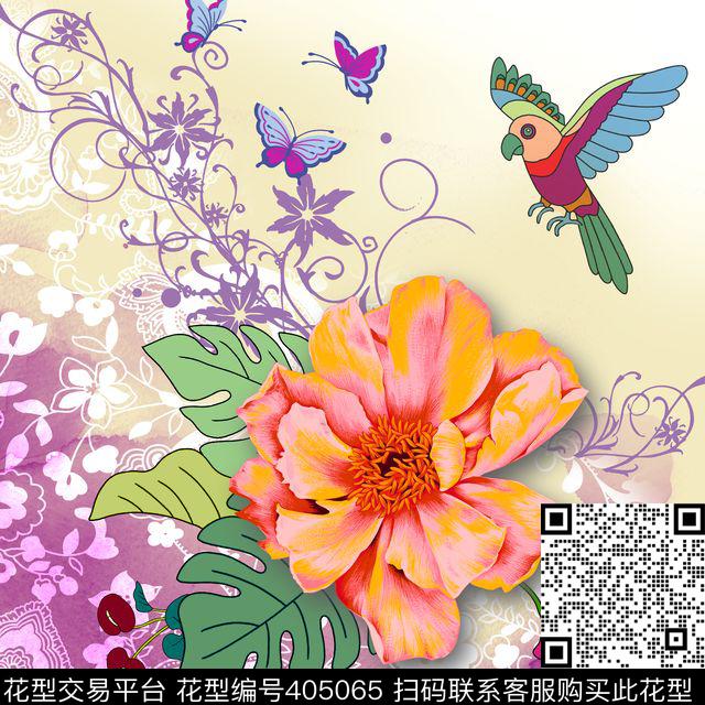 中国风国画丝巾传统印花华亿平台下载（图片编号: 405065） - 瓦栏（Walan）