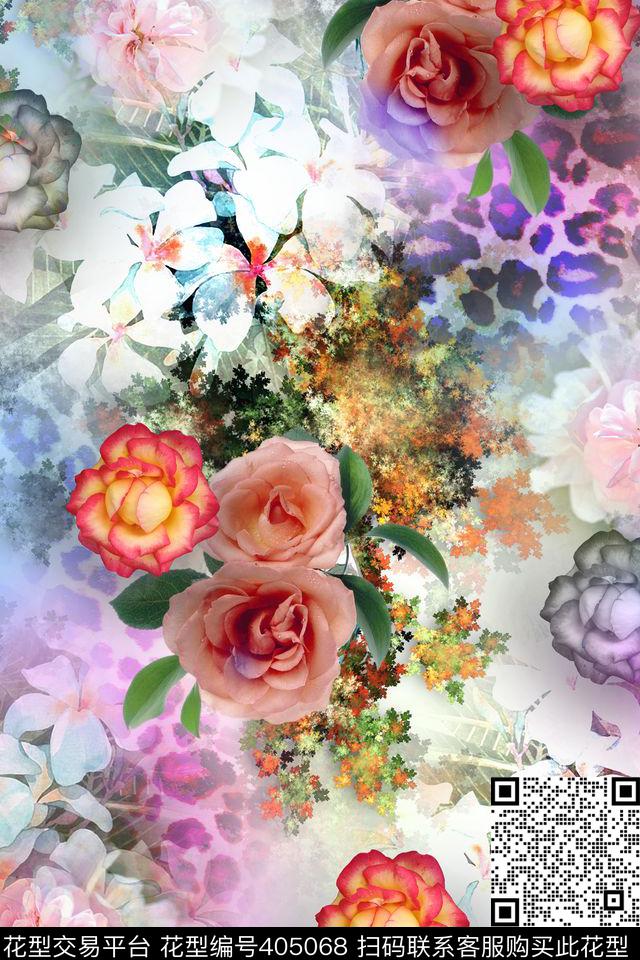 花卉数码印花华亿平台下载（图片编号: 405068） - 瓦栏（Walan）