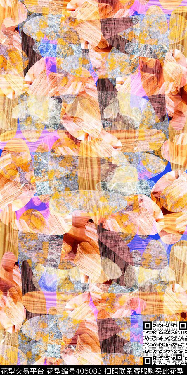 抽象花纹流行时尚数码印花华亿平台下载（图片编号: 405083） - 瓦栏（Walan）