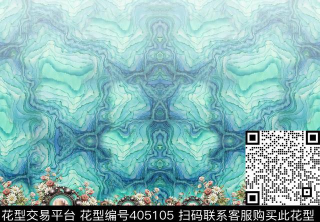 蓝色珠宝数码印花华亿平台下载（图片编号: 405105） - 瓦栏（Walan）