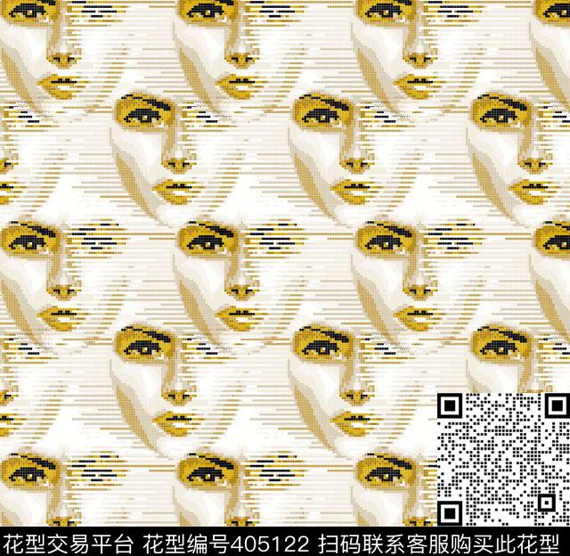 创意复古抽象人脸抽象传统印花华亿平台下载（图片编号: 405122） - 瓦栏（Walan）