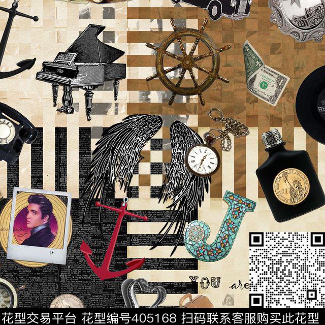 复古怀旧美国数码印花华亿平台下载（图片编号: 405168） - 瓦栏（Walan）