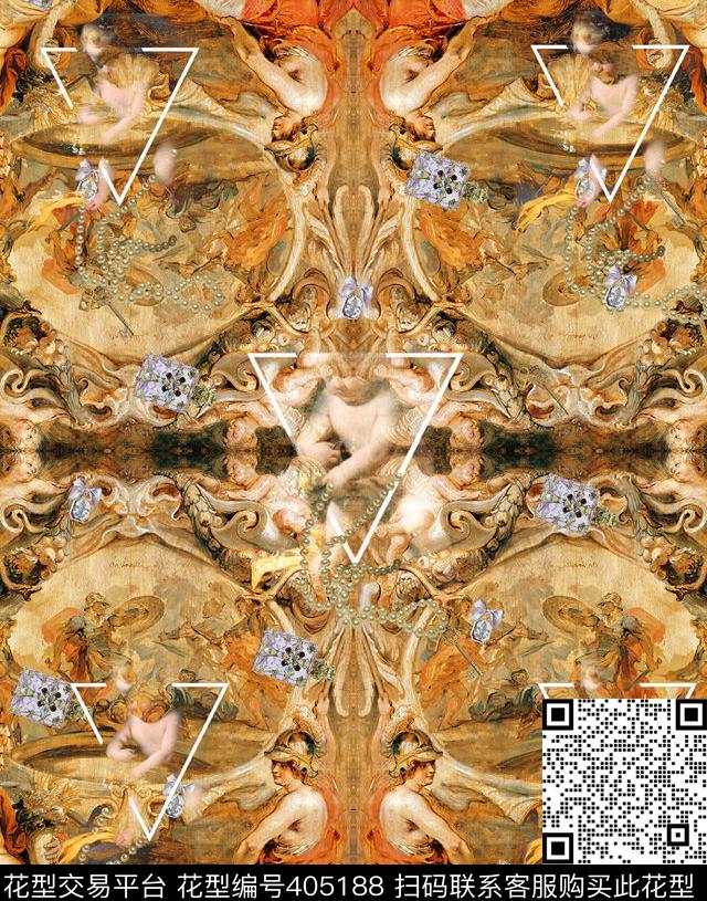 复古抽象人物油画拼图抽象数码印花华亿平台下载（图片编号: 405188） - 瓦栏（Walan）