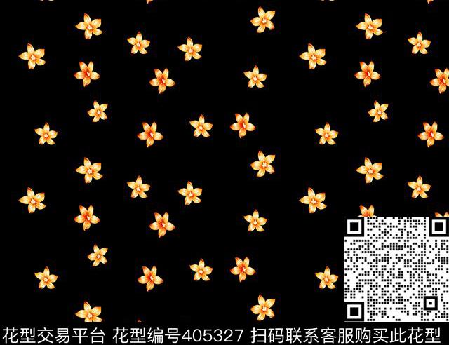 时尚黄色小花花卉传统印花华亿平台下载（图片编号: 405327） - 瓦栏（Walan）