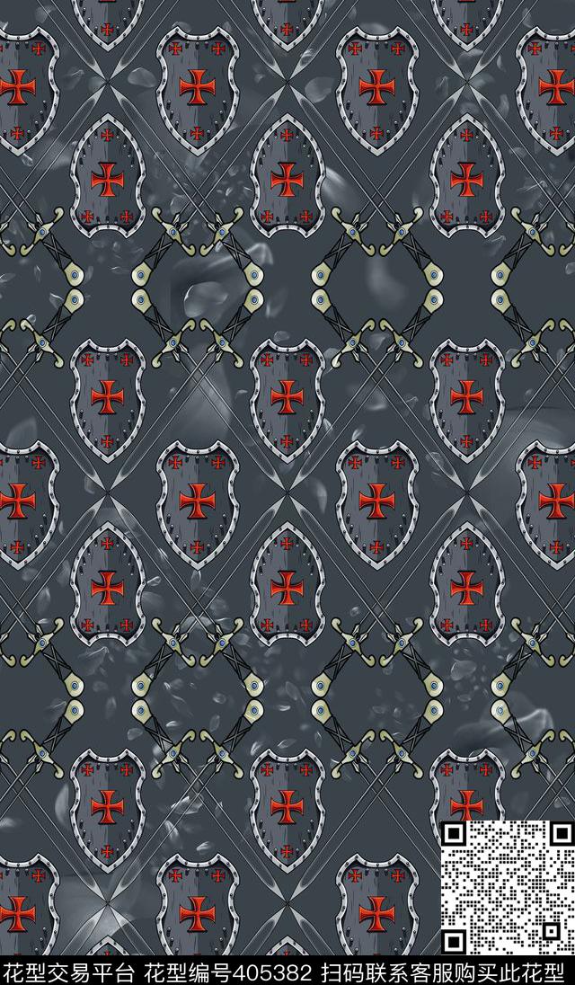 男装盾牌剑数码印花华亿平台下载（图片编号: 405382） - 瓦栏（Walan）