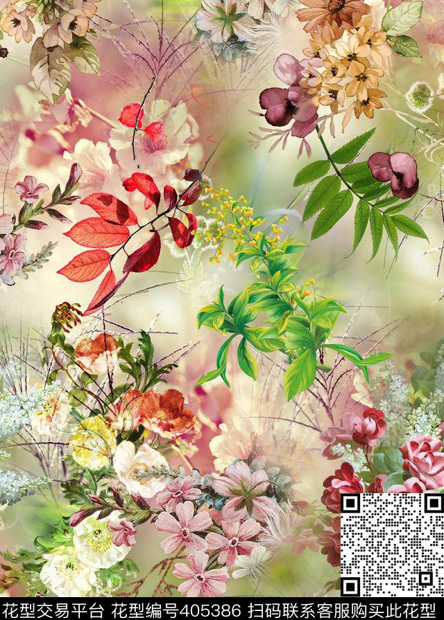花卉碎花桃花数码印花华亿平台下载（图片编号: 405386） - 瓦栏（Walan）