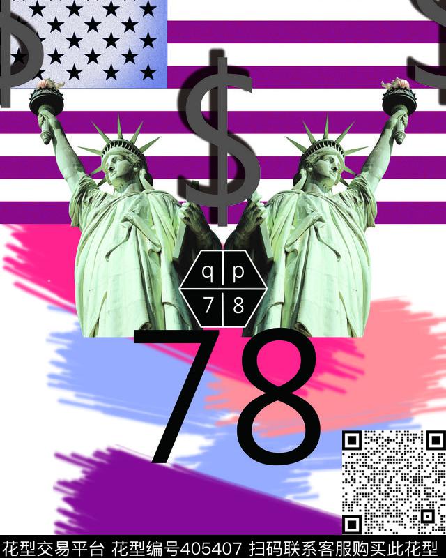 古典自由女神数码印花华亿平台下载（图片编号: 405407） - 瓦栏（Walan）