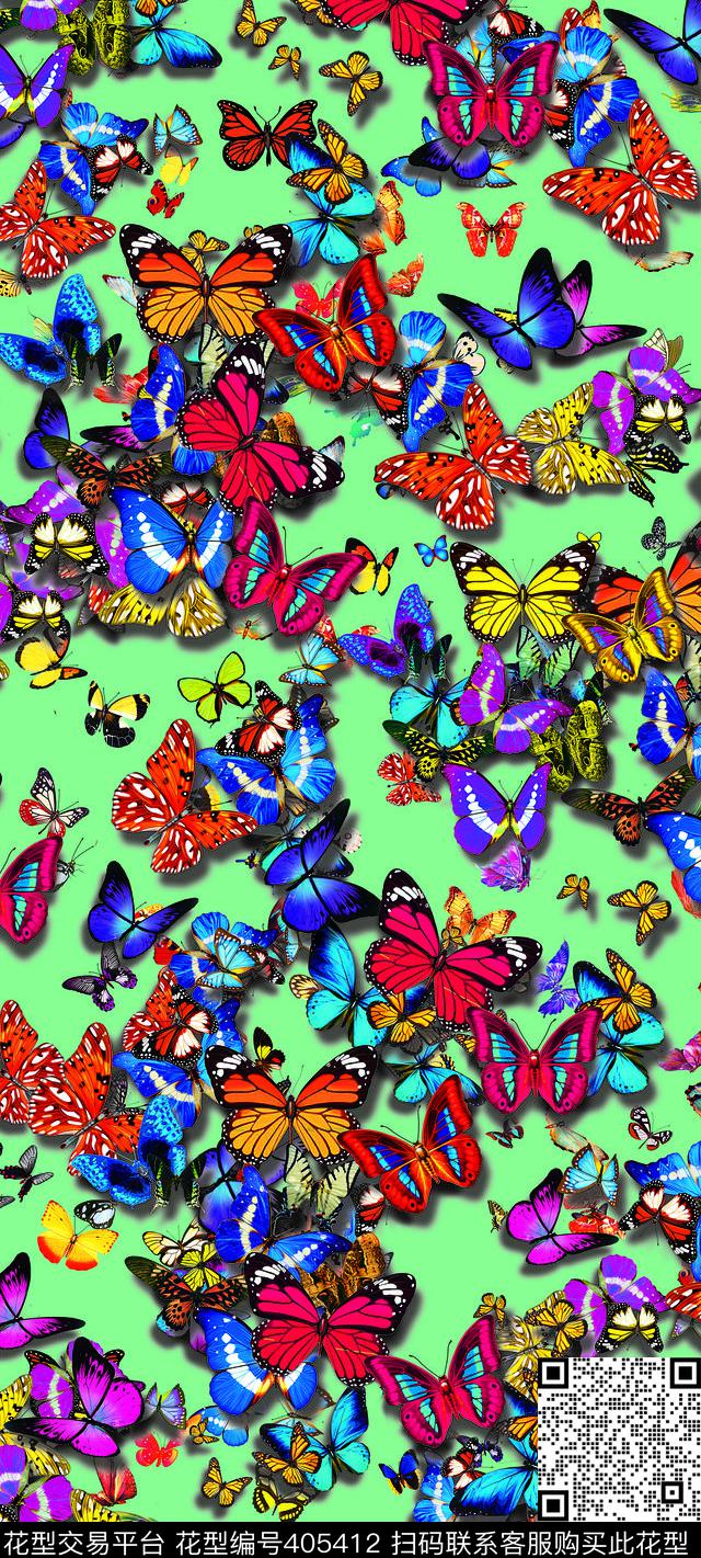 动物粉黄蓝数码印花华亿平台下载（图片编号: 405412） - 瓦栏（Walan）