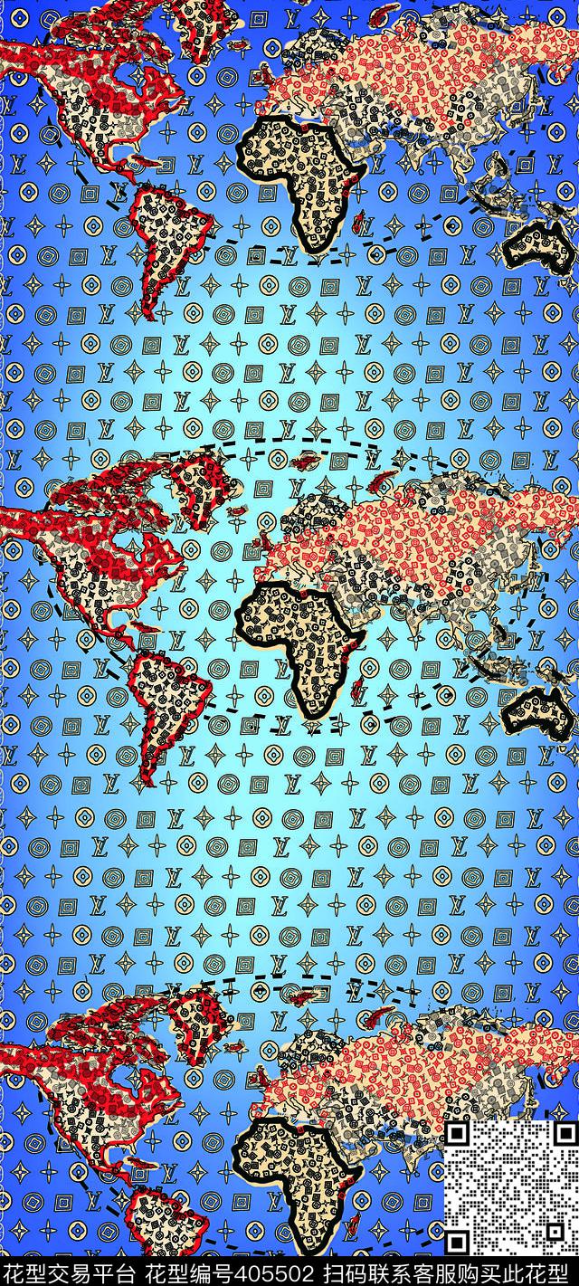 中国风蓝数码印花华亿平台下载（图片编号: 405502） - 瓦栏（Walan）