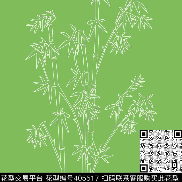 竹子Bamboo植物传统印花华亿平台下载（图片编号: 405517） - 瓦栏（Walan）