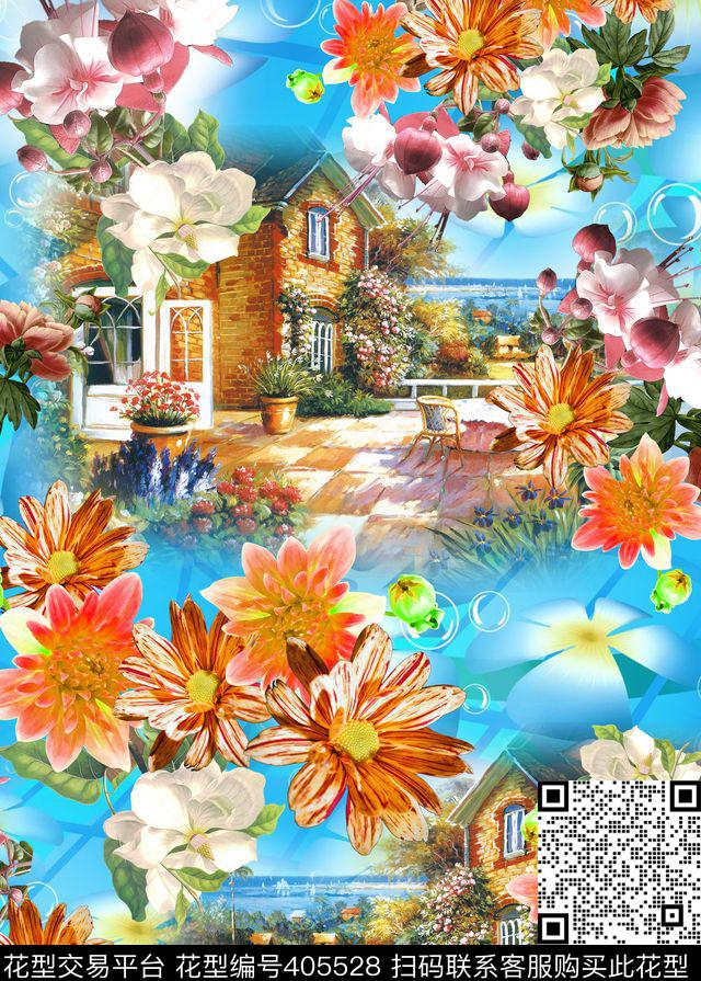 景观花卉数码印花华亿平台下载（图片编号: 405528） - 瓦栏（Walan）