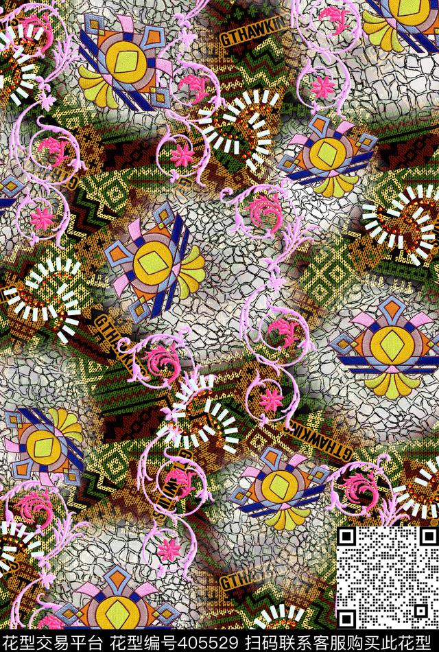 抽象绣花男装数码印花华亿平台下载（图片编号: 405529） - 瓦栏（Walan）