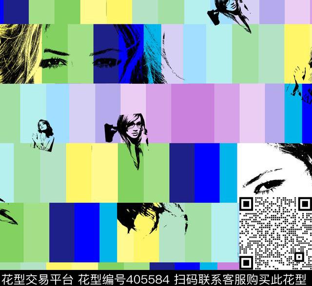 彩色格子人物时尚传统印花华亿平台下载（图片编号: 405584） - 瓦栏（Walan）