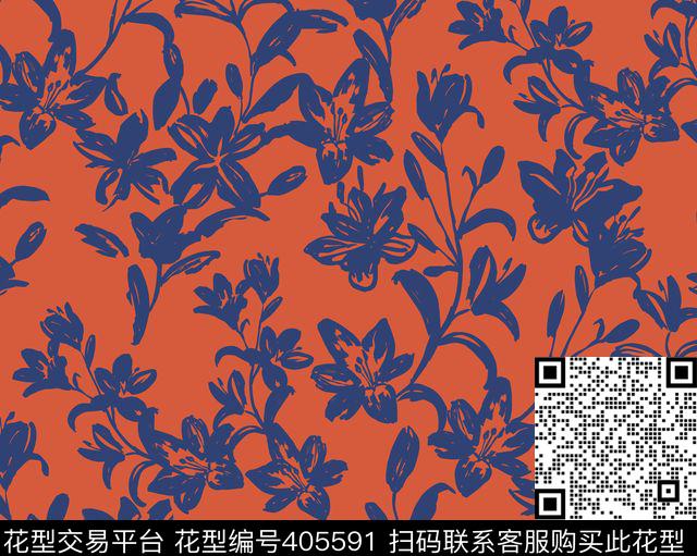 复古花卉传统印花华亿平台下载（图片编号: 405591） - 瓦栏（Walan）