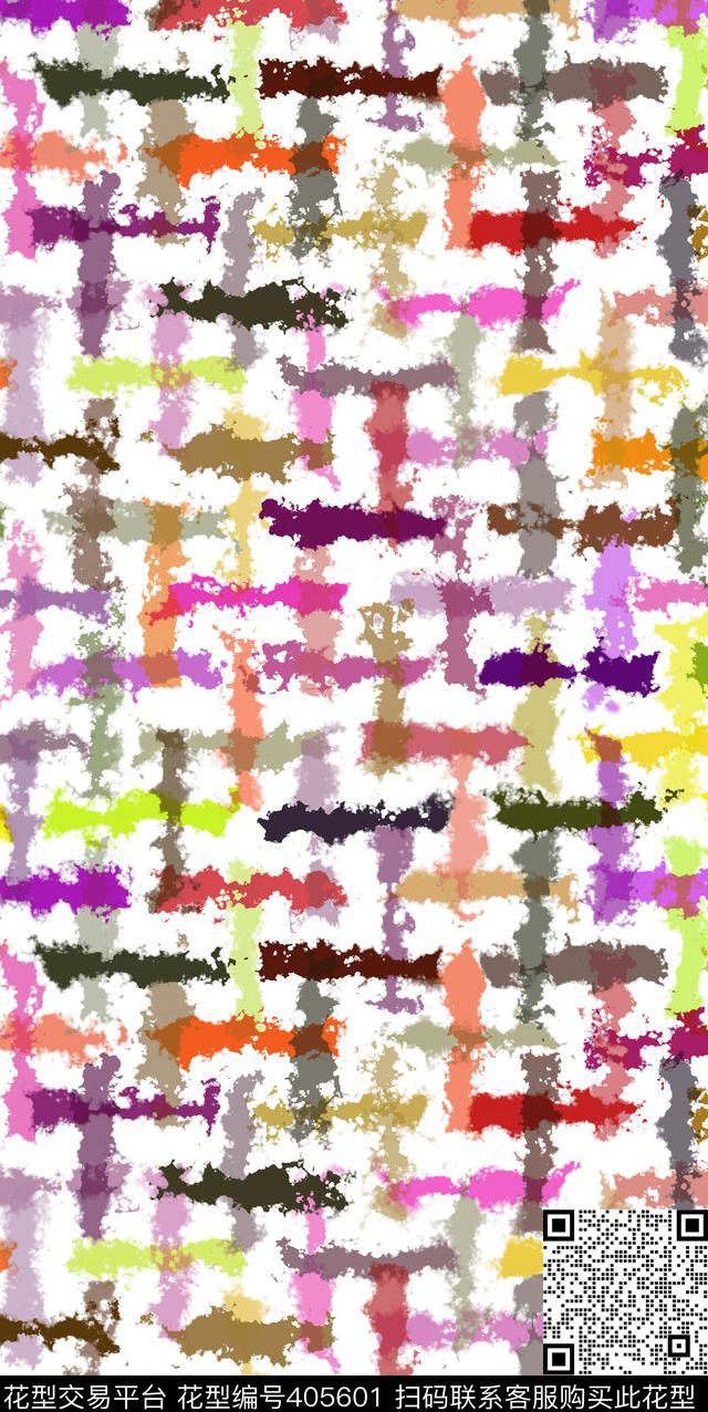 笔触笔画水墨数码印花华亿平台下载（图片编号: 405601） - 瓦栏（Walan）