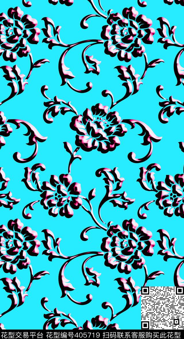 欧式几何数码印花华亿平台下载（图片编号: 405719） - 瓦栏（Walan）