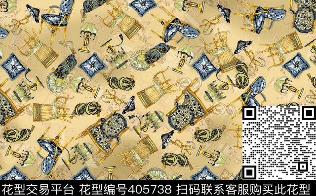 写意咖色传统印花华亿平台下载（图片编号: 405738） - 瓦栏（Walan）