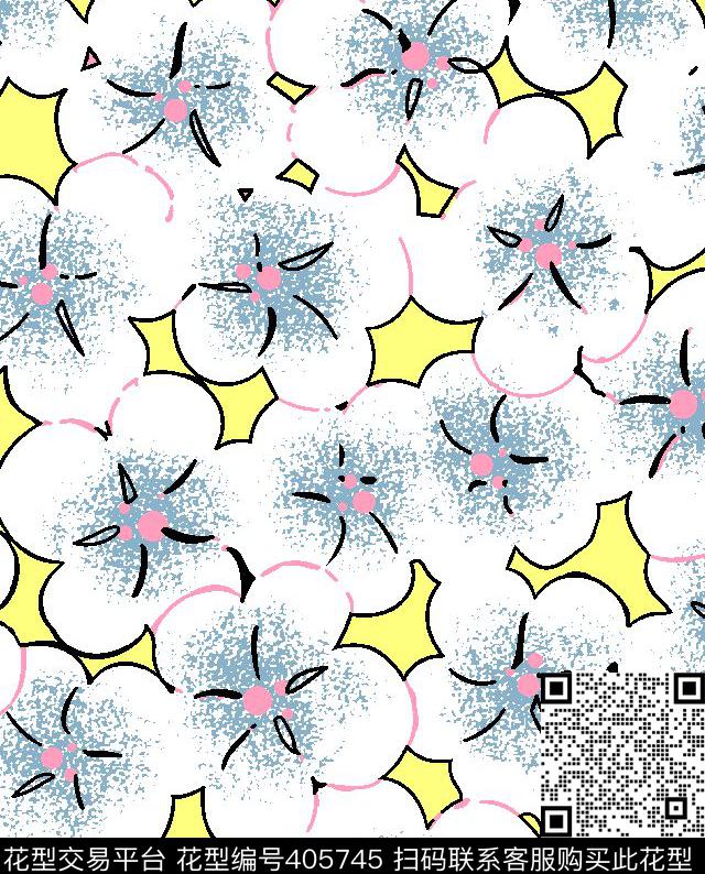 花卉壹人行树叶花卉传统印花华亿平台下载（图片编号: 405745） - 瓦栏（Walan）