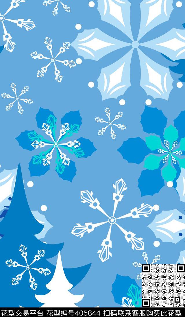 清新雪花几何传统印花华亿平台下载（图片编号: 405844） - 瓦栏（Walan）
