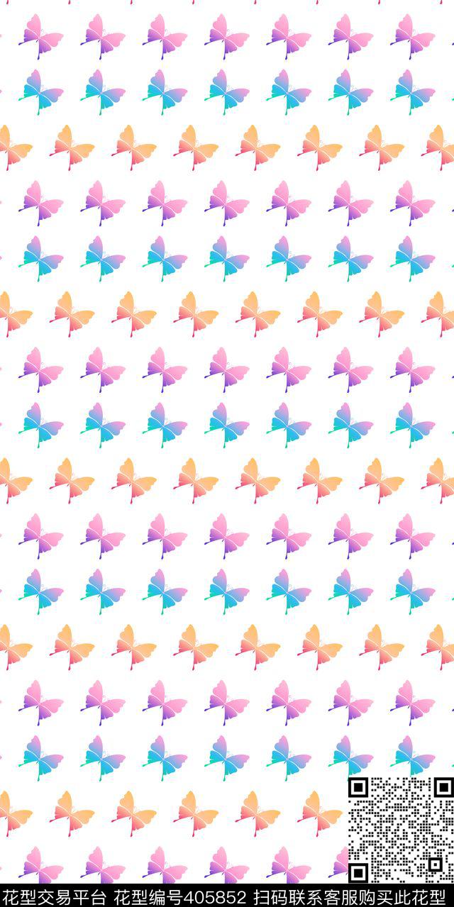 蝴蝶剪影设计传统印花华亿平台下载（图片编号: 405852） - 瓦栏（Walan）