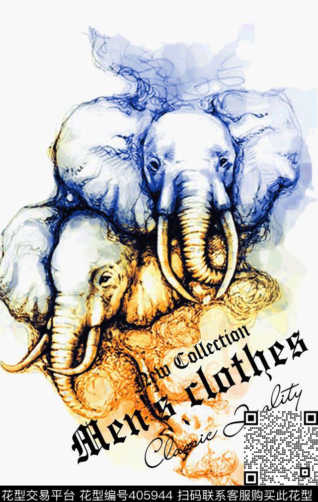 休闲靓仔动物大象传统印花华亿平台下载（图片编号: 405944） - 瓦栏（Walan）