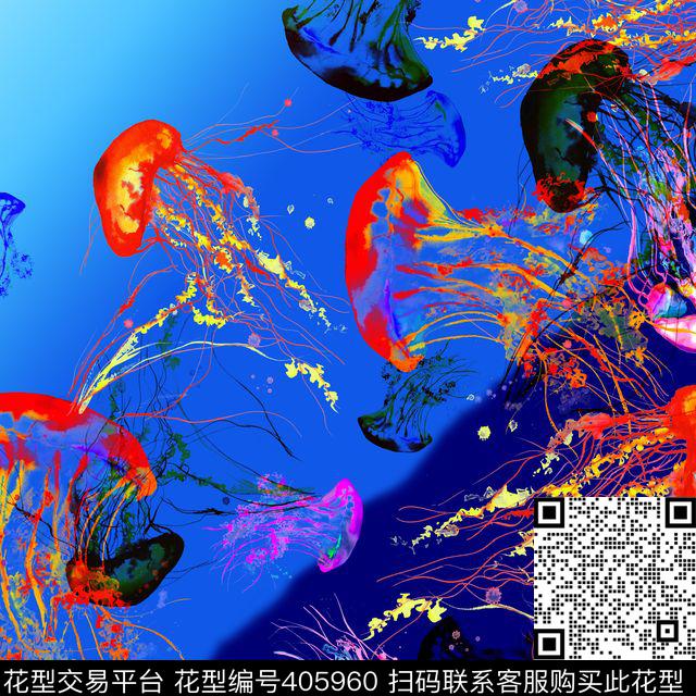 时尚水母数码印花华亿平台下载（图片编号: 405960） - 瓦栏（Walan）