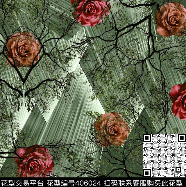 迷彩树枝数码印花华亿平台下载（图片编号: 406024） - 瓦栏（Walan）