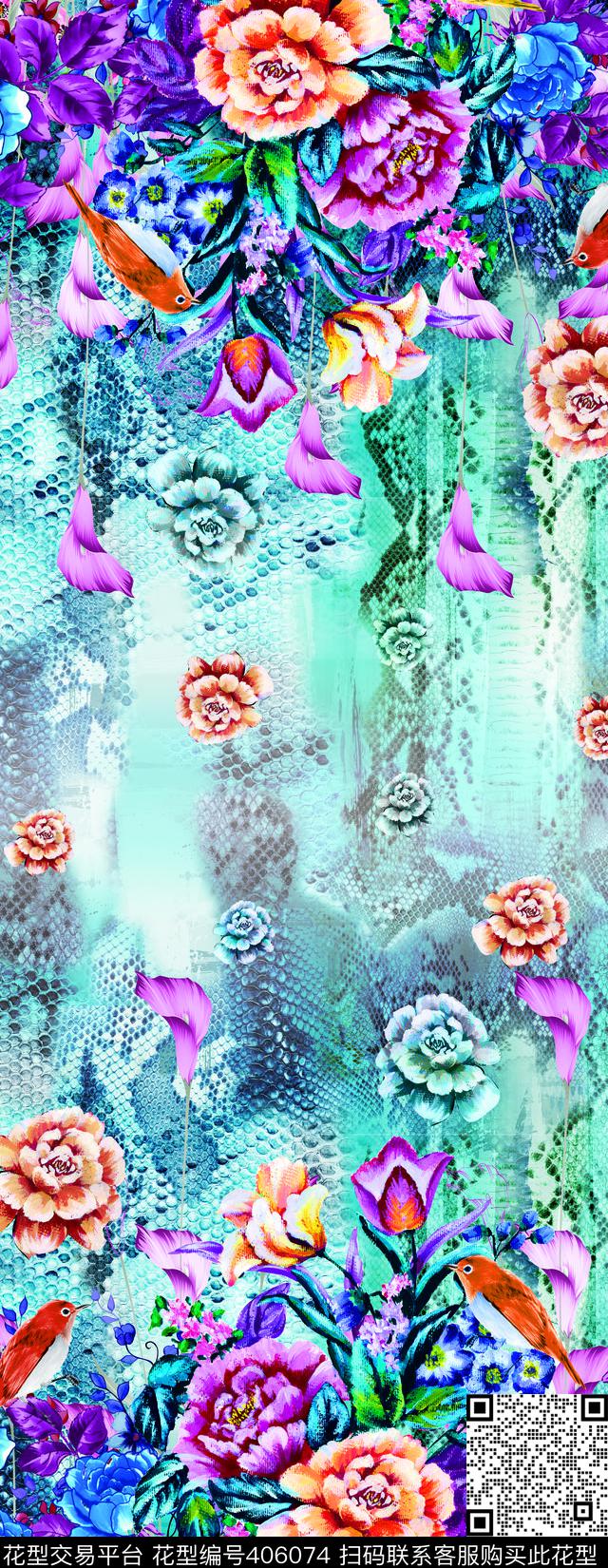 定位大花蛇纹数码印花华亿平台下载（图片编号: 406074） - 瓦栏（Walan）