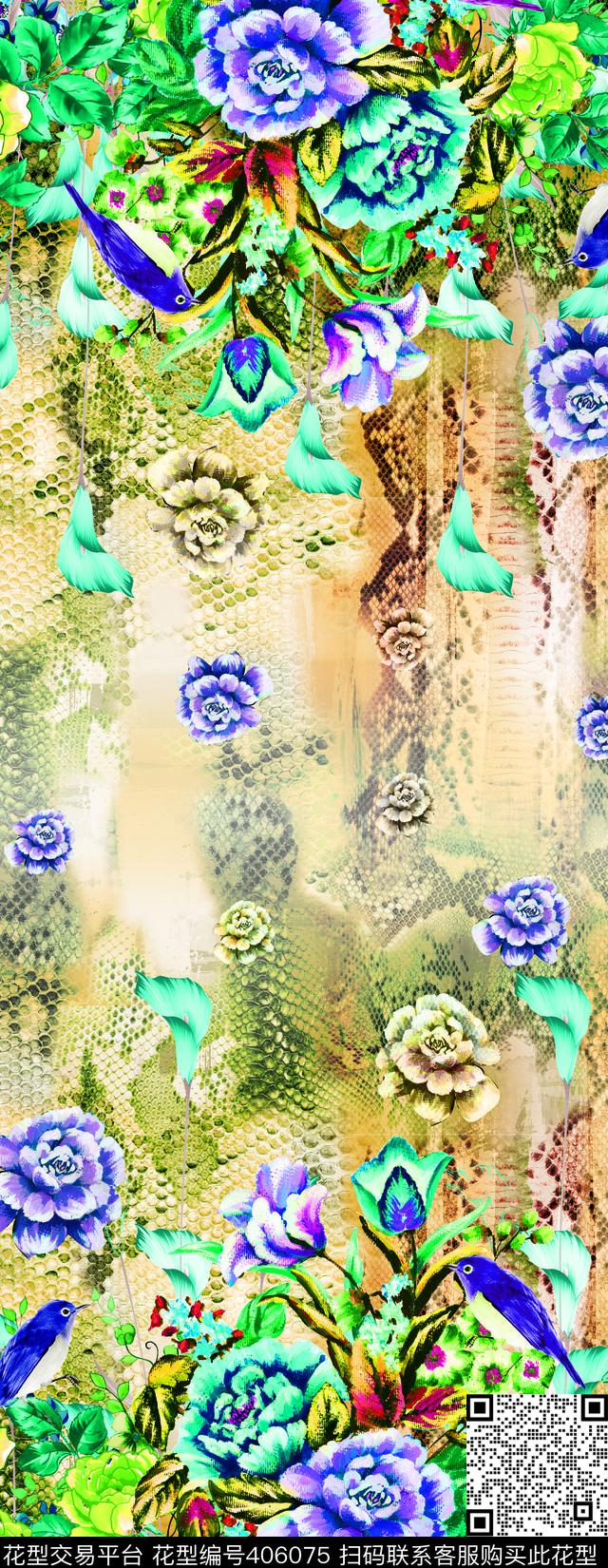 定位大花蛇纹数码印花华亿平台下载（图片编号: 406075） - 瓦栏（Walan）