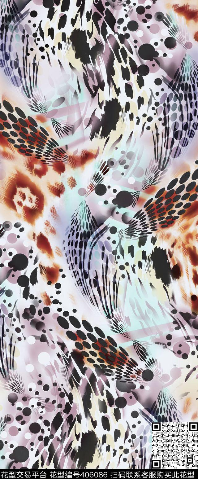 波点豹纹组合欧美时装欧美大气时装传统印花华亿平台下载（图片编号: 406086） - 瓦栏（Walan）