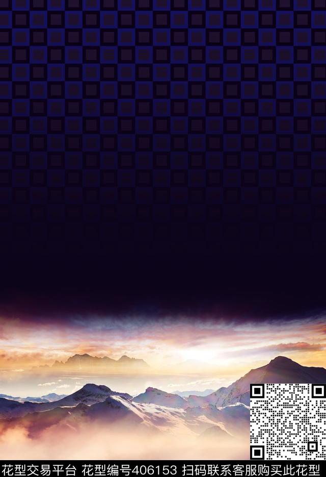 定位风景山脉数码印花华亿平台下载（图片编号: 406153） - 瓦栏（Walan）